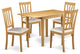 Wooden Dining Set 5 Pc, 4 Chairs, Wooden Table, Oak Finish Wood Frame