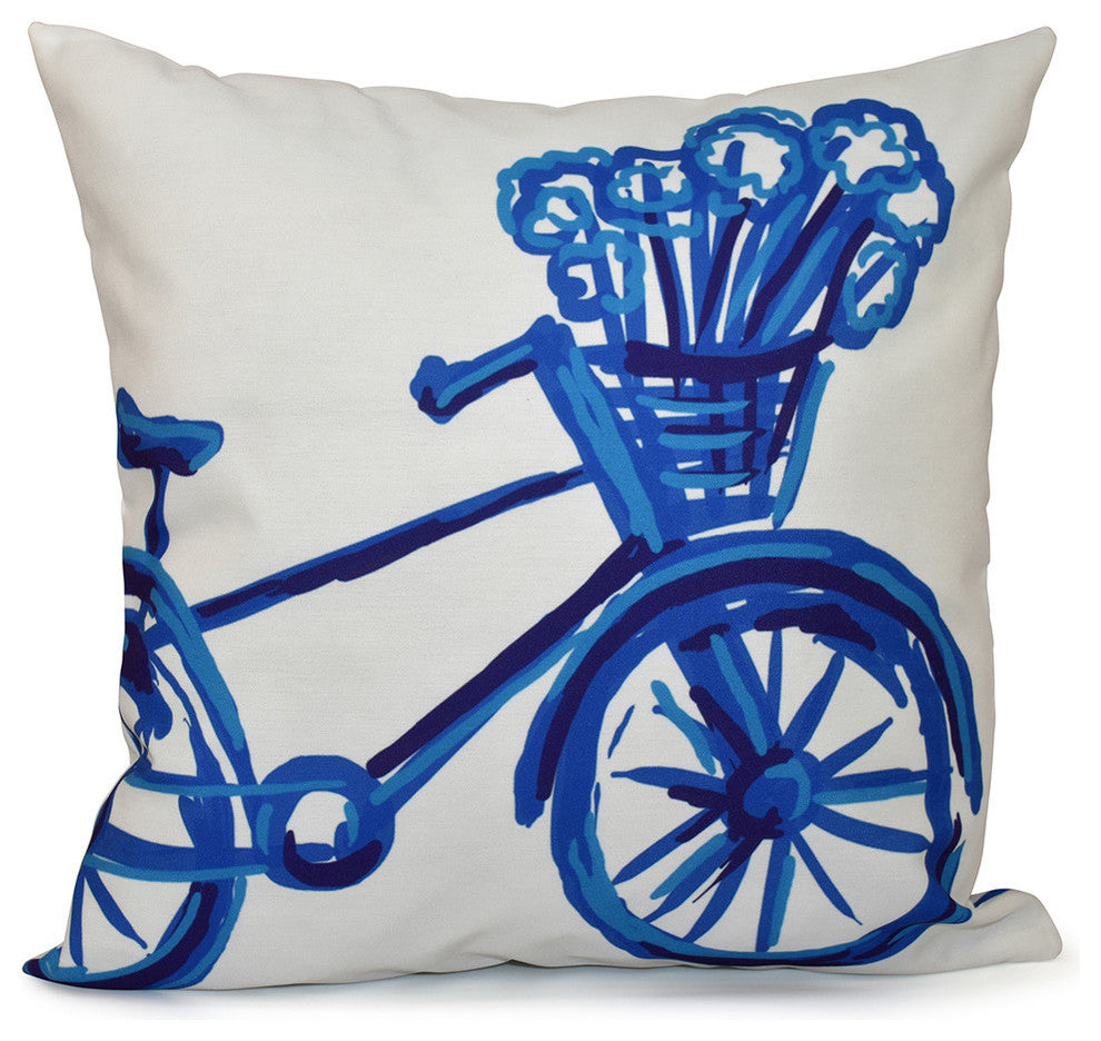La Bicicleta Geometric Print Pillow, Dazzling Blue, 20"x20"
