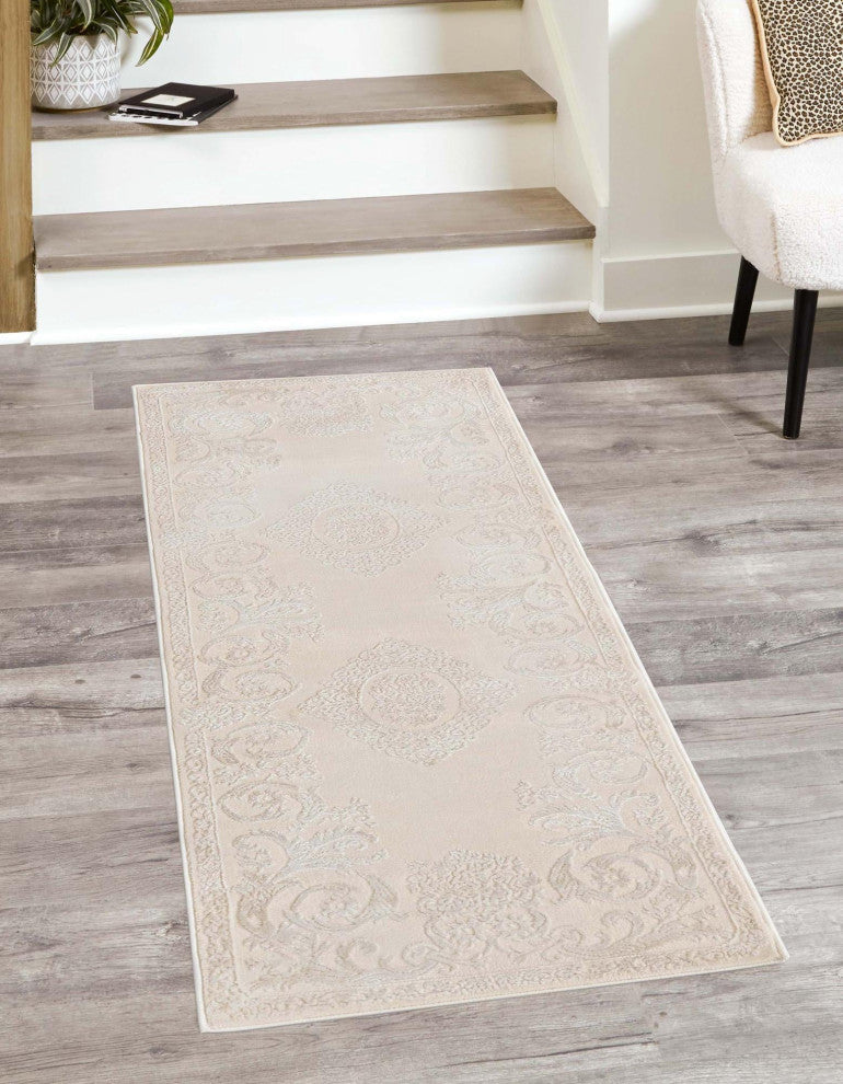 Unique Loom Diana Finsbury Rug, Ivory, 2'x8' Runner
