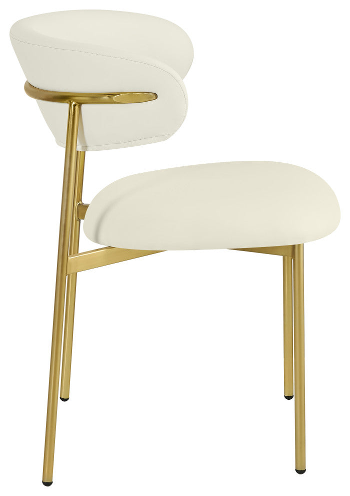 Lupita Vegan Leather Dining Chair, Set of 2, Cream, Brushed Gold Finish