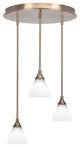 Empire 3-Light Cluster Pendalier, New Age Brass/White Marble
