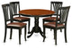 5 Pc Set With A Round Dinette Table And 4 Leather Kitchen Chairs, Black