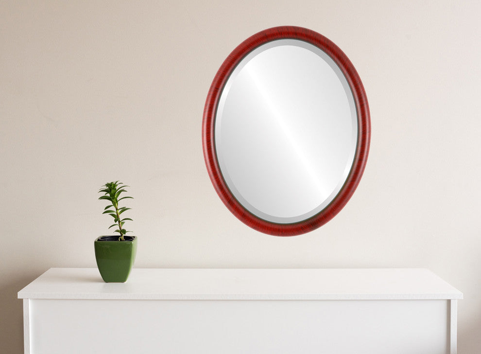 Pasadena Framed Oval Mirror, Vintage Cherry, 17"x21"