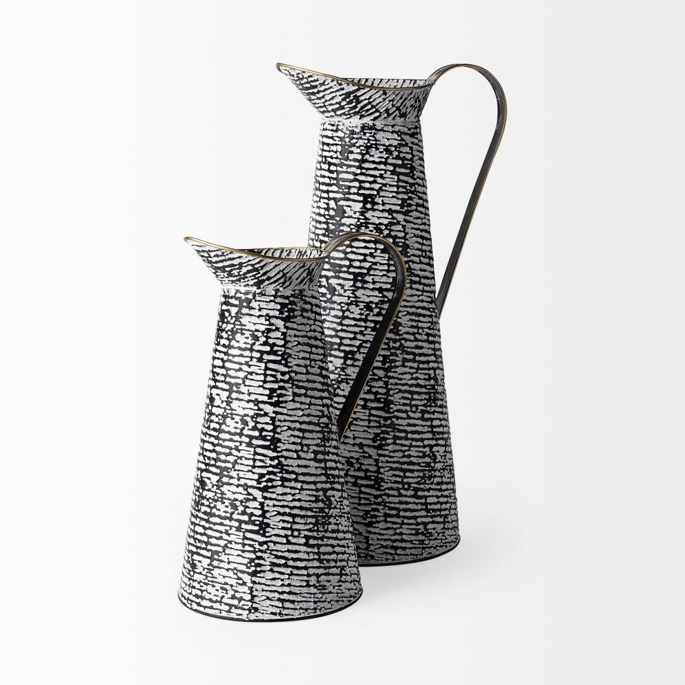 Black and White Textured Jug Vase