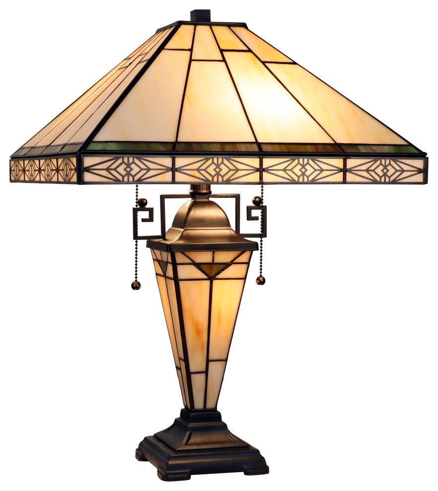 Theros Mission-Style 3-Light Double Lit Table Lamp 16" Shade