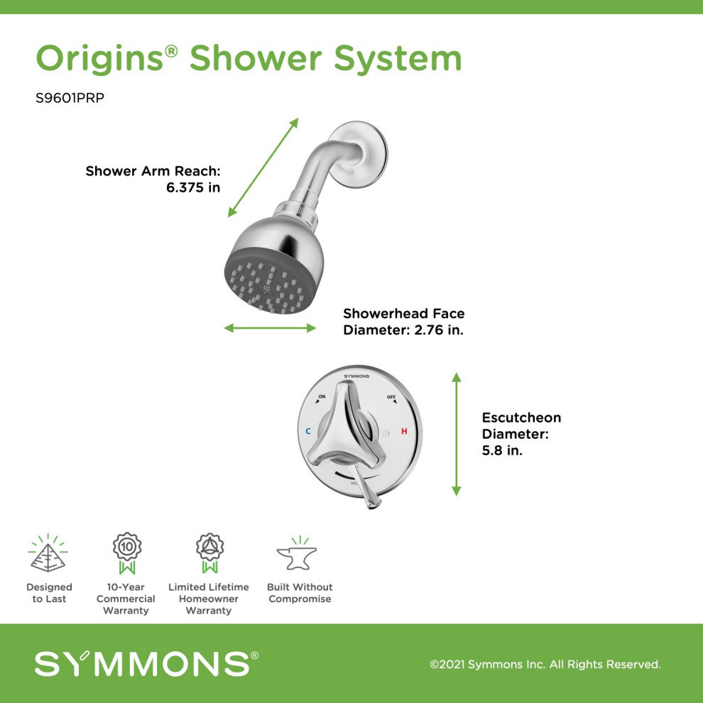Origins Single Handle Single Spray Round Shower Faucet Trim Kit (Valve Included)