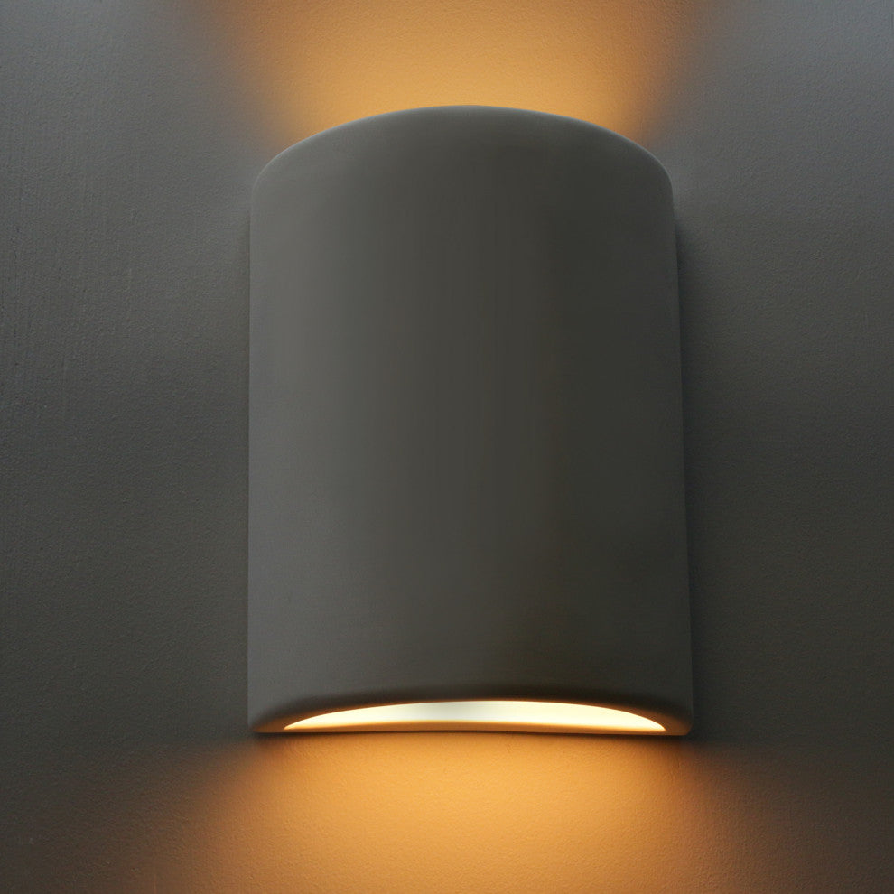 Ellie Half Cylinder Outdoor Wall Light, Paintable Bisque, Open Top