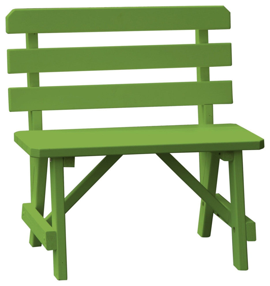 Pine Traditional Backed Bench, Lime Green, 4 Foot