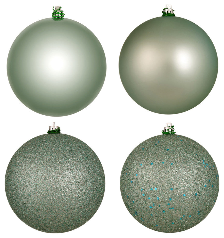 Vickerman 6" Frosty Mint 4-Finish Ball Ornament Assortment, 4 Per Box