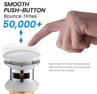 Pop Up Drain Stopper Full Cover With Overflow, KPW102, Ceramic White
