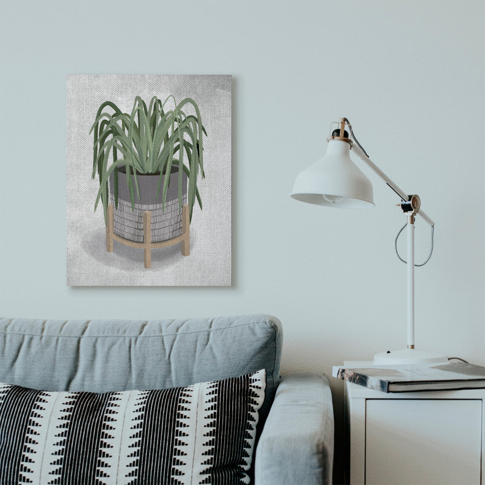 Friendly Spider Plant Grey Green Painting, 24"x30"