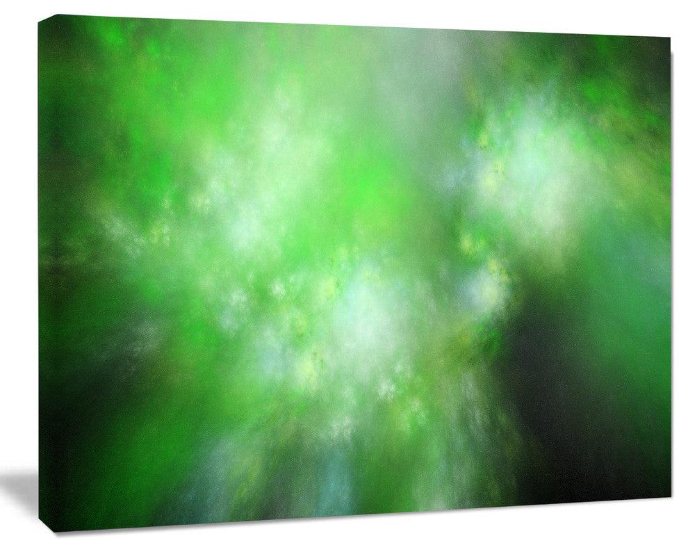Green Blur Sky with Stars, Oversized Abstract Canvas Art Print, 60x40