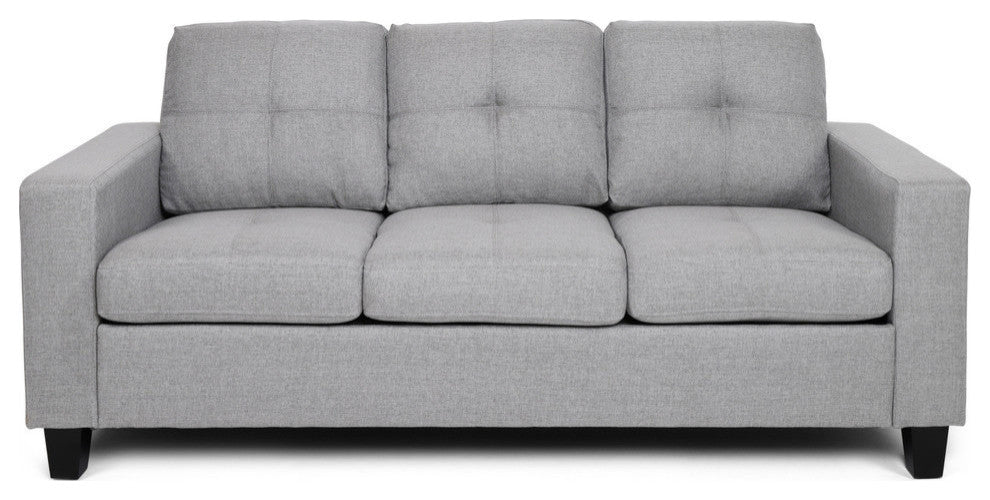 Viviana Three Seater Sofa With Wood Legs, Gray, Natural