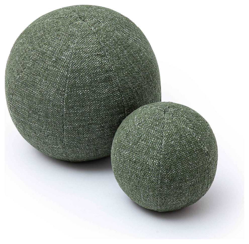 Boba Round Pillow, Forest Green Textured Basketweave, 9"