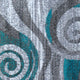 Cirrus Collection Swirl Patterned Olefin Area Rug with Jute Backing, Turquoise, 3' X 16'