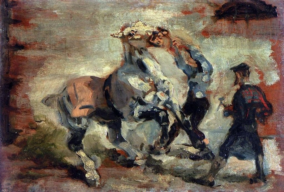Henri De Toulouse-Lautrec Horse Fighting His Groom Gallery Wrapped Canvas Print