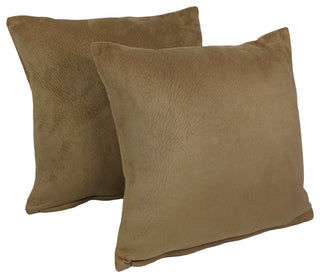 18" Solid Faux Suede Square Throw Pillows, Set of 2, Tan