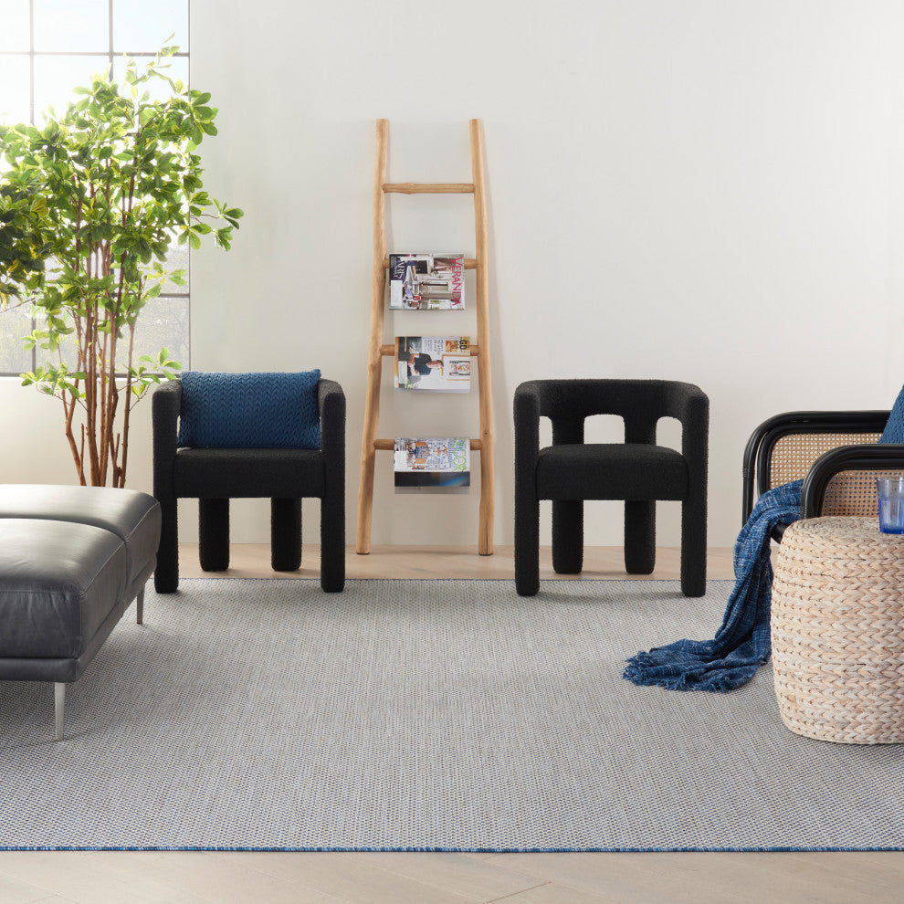 Nourison Courtyard 7' x 10' Ivory Blue Modern Area Rug