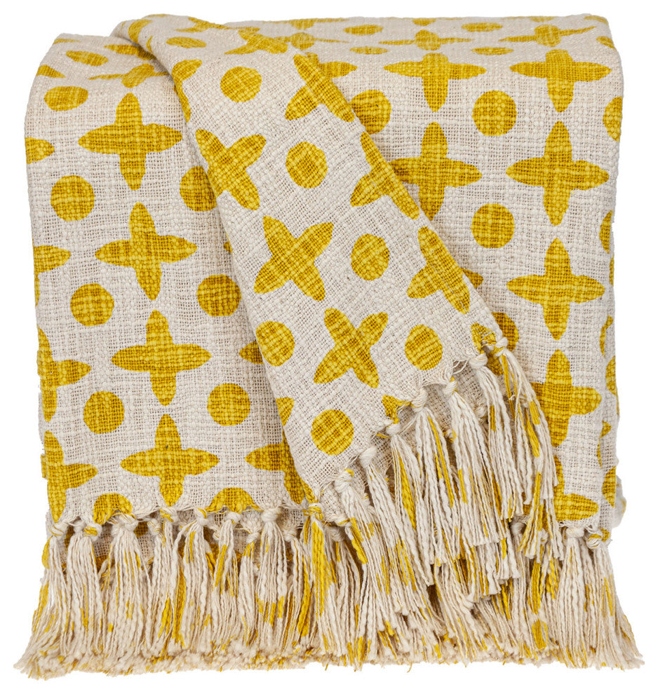 Parkland Collection Print Transitional Yellow Rectangle 50"x60" Throw