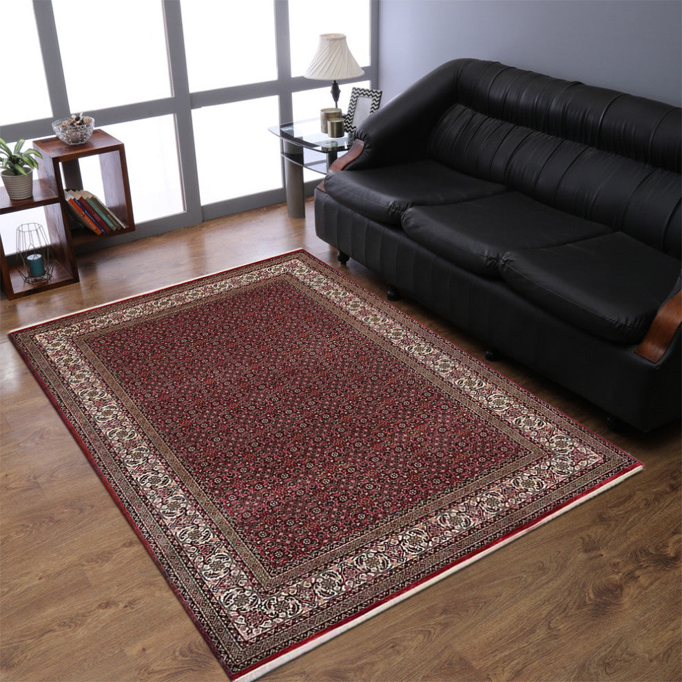 Hand Knotted Persian Wool Area Rug Oriental Red