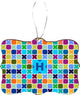 Letter H Monogram Sky Blue Mosaic Rectangle Design Christmas Tree Ornament