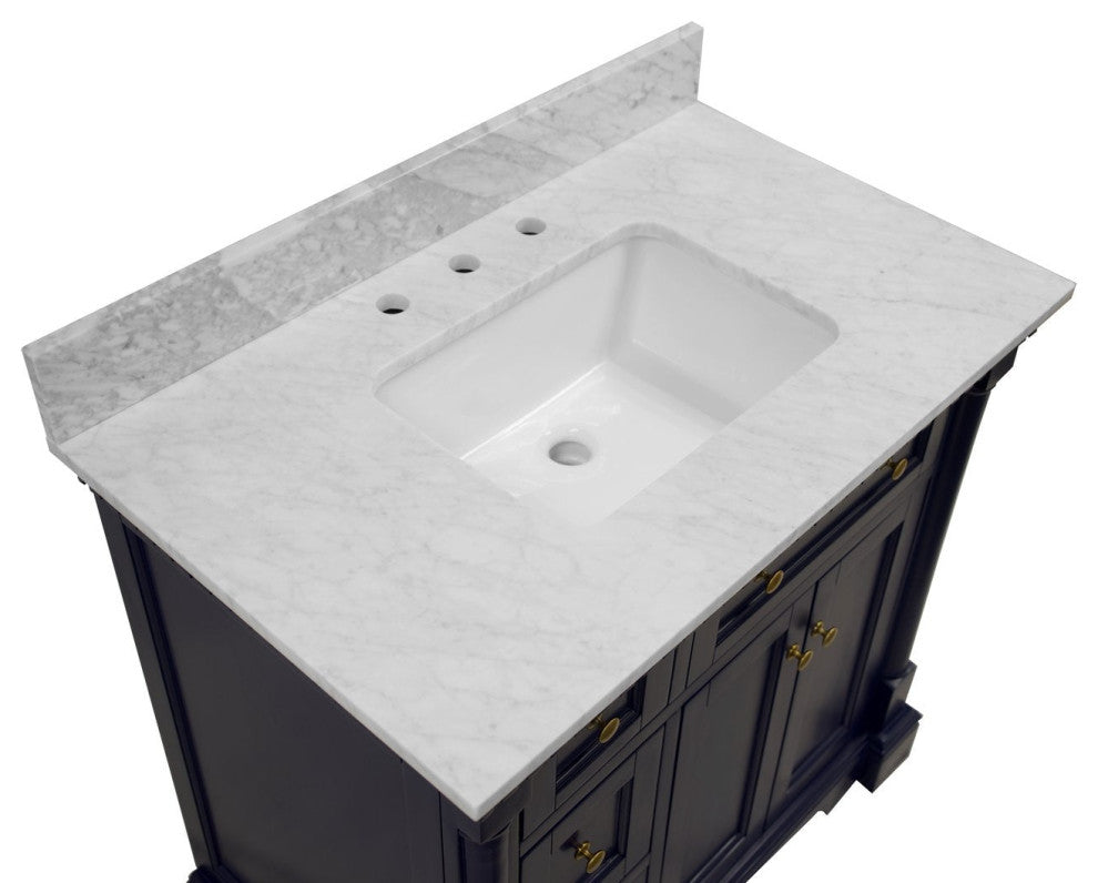 Sydney 36" Bathroom Vanity, Royal Blue, Carrara Marble