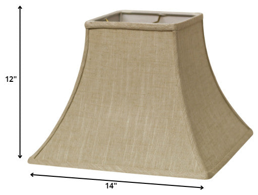 14" Light Wheat Premium Square Bell Slanted Linen Lampshade