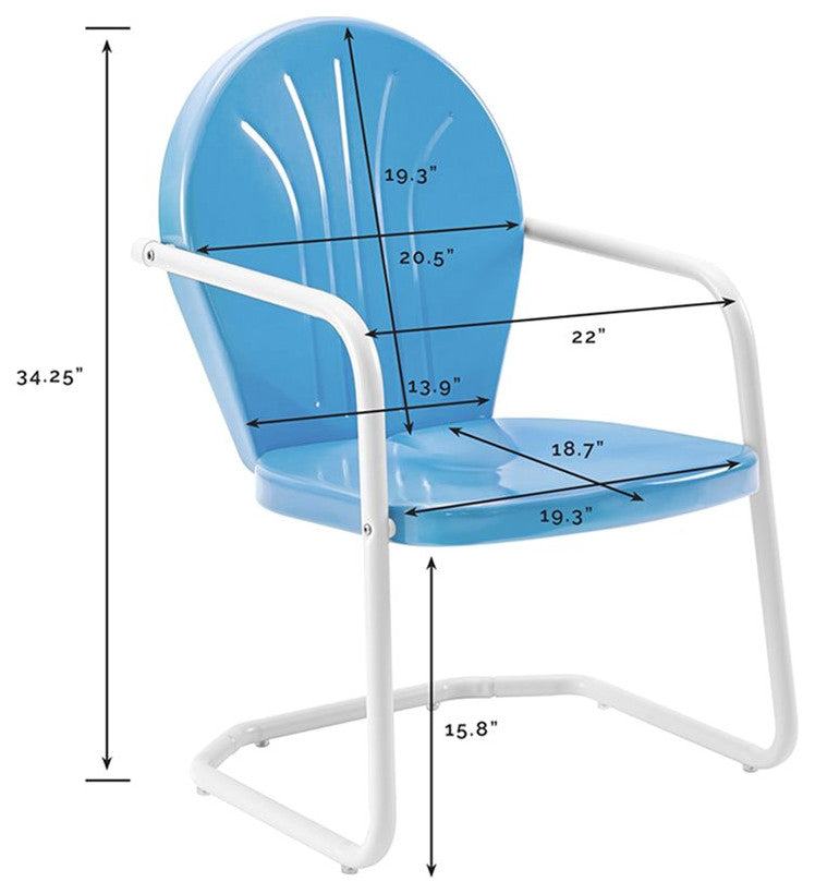 Crosley Furniture Griffith Retro Metal Patio Chair in Sky Blue