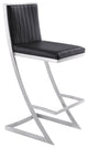 Benzara BM271183 Barstool, Channel Stitching/Cantilever Base, Black/Silver