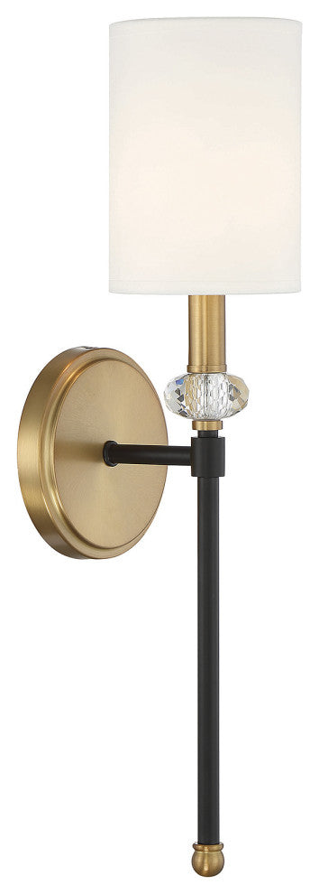 Tivoli 1-Light Wall Sconce, Matte Black With Warm Brass Accents