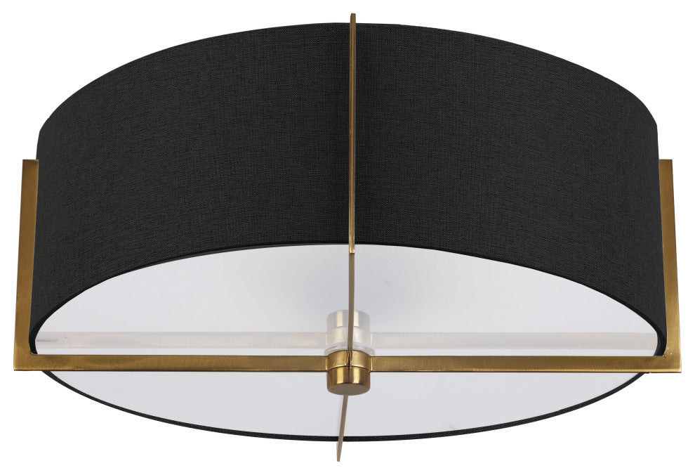 Black Contemporary Semi-Flush Mount With Aged Brass Metal