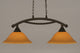 Bow 2 Light Island Light In Dark Granite, 12" Cayenne Linen Glass