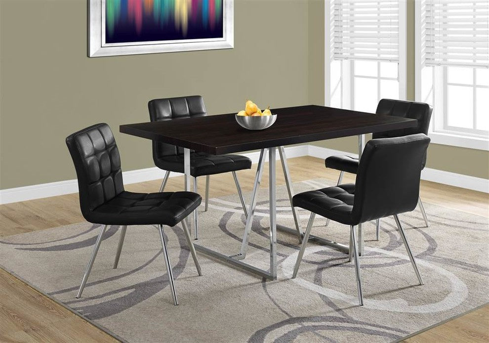 Dining Table, 60" Rectangular, Metal, Laminate, Brown, Chrome