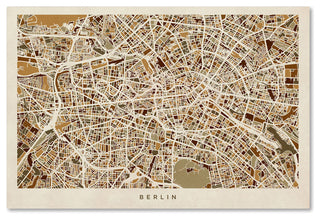 "Berlin, Germany Street Map" Canvas Art by Michael Tompsett