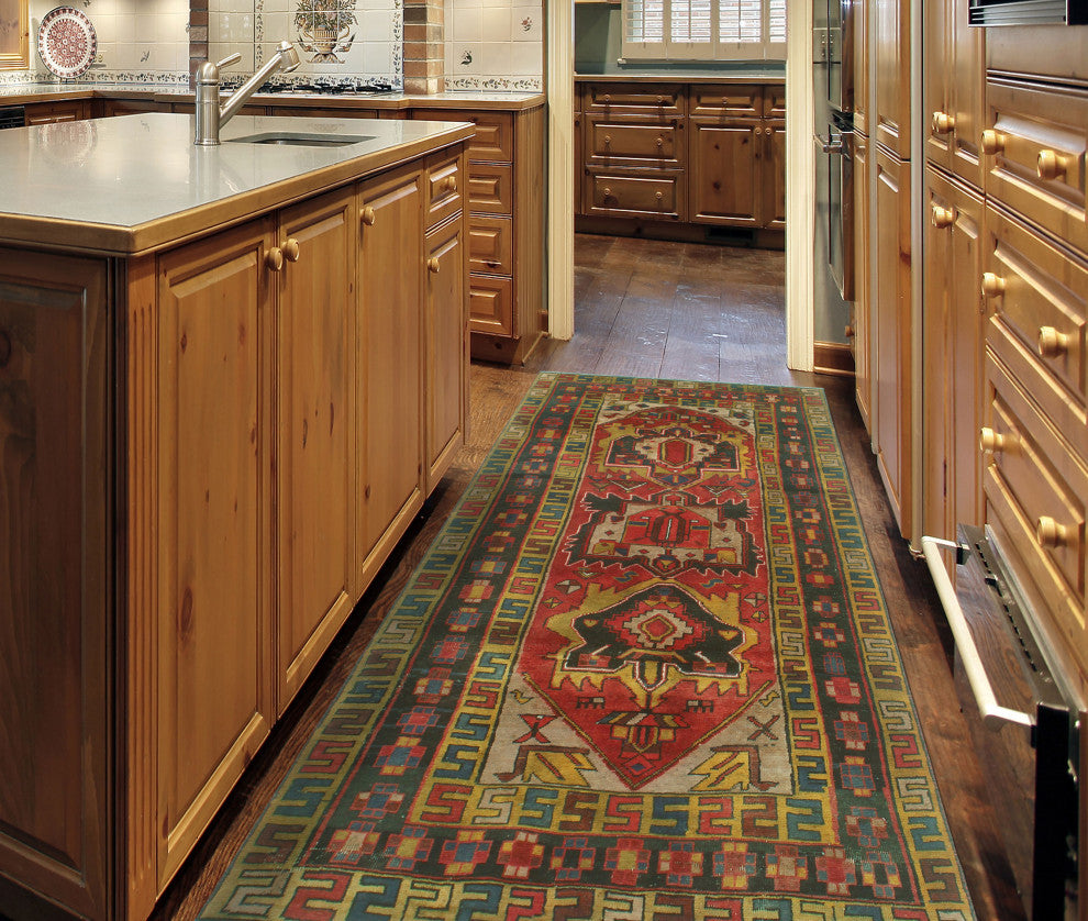 Semi-Antique Ivie Rust/Charcoal Runner, 4'0x9'0