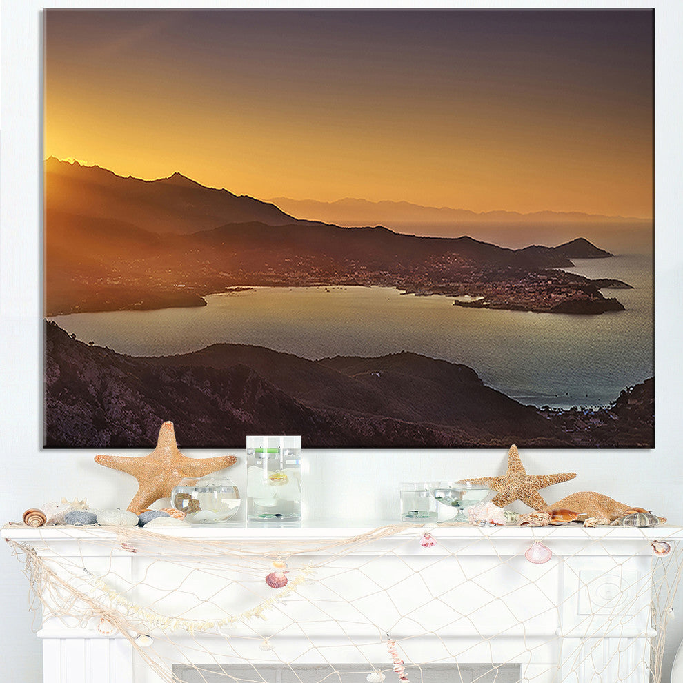 "Portoferraio Bay Beach Aerial View" Seashore Wall Art, 40"x20"