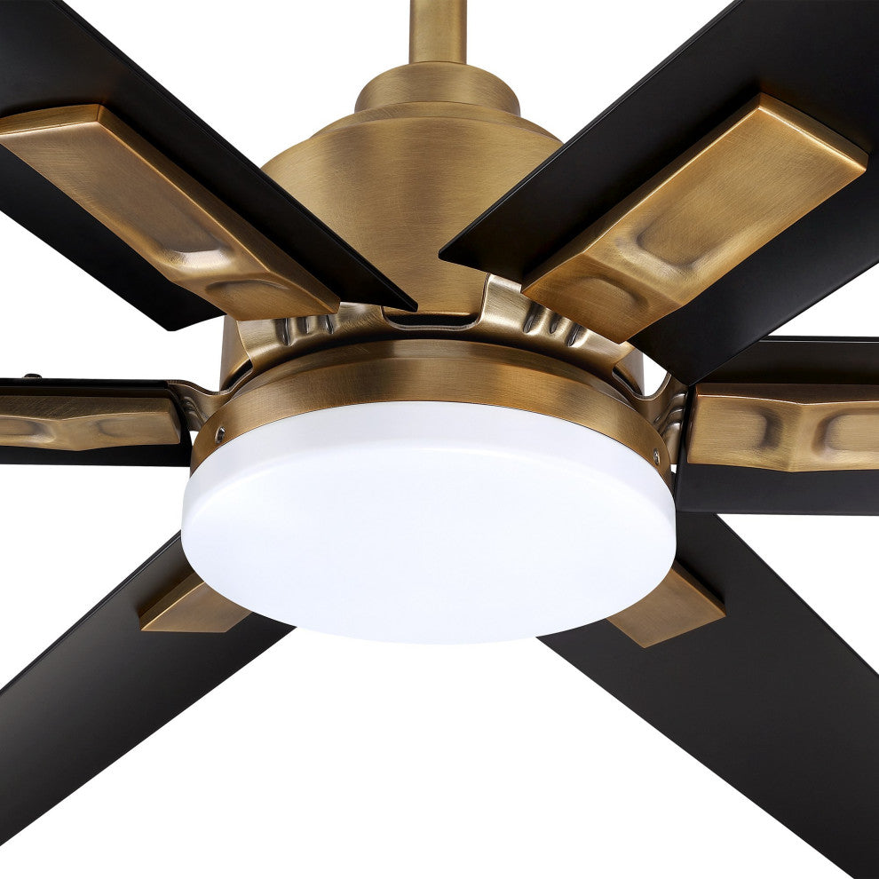72 in. Large Integrated LED Indoor Brass Ceiling Fan with Light and Remote