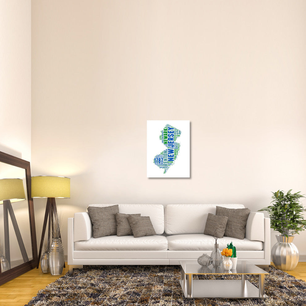 "New Jersey Word Cloud Map" Fine Art Print