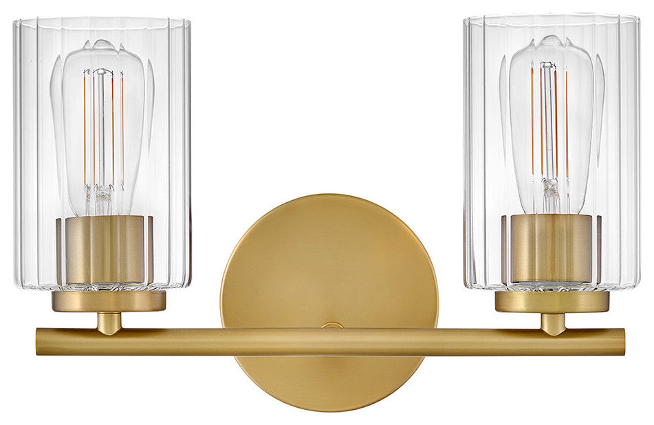 Lark Leta Small Two Light Vanity, Lacquered Brass