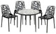 LeisureMod Devon 5-Piece Aluminum Patio Dining Set With Table and 4 Chairs, Black
