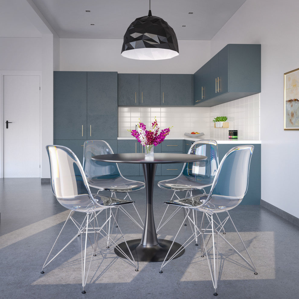 Cresco Acryclic Dining Side Chairs with Eiffel Legs Set of 2, Clear