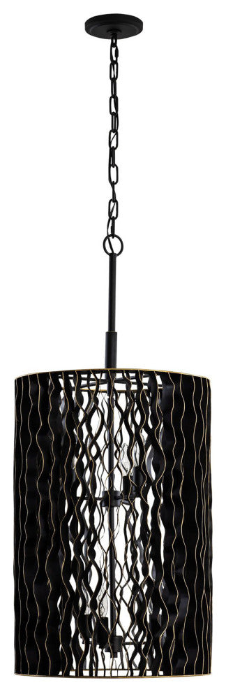 Estela 6-Lt Foyer - Matte Black/French Gold