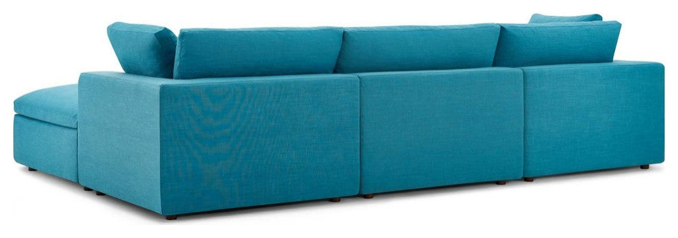 Commix Down Filled Overstuffed 4 Piece Sectional Sofa Set, Teal