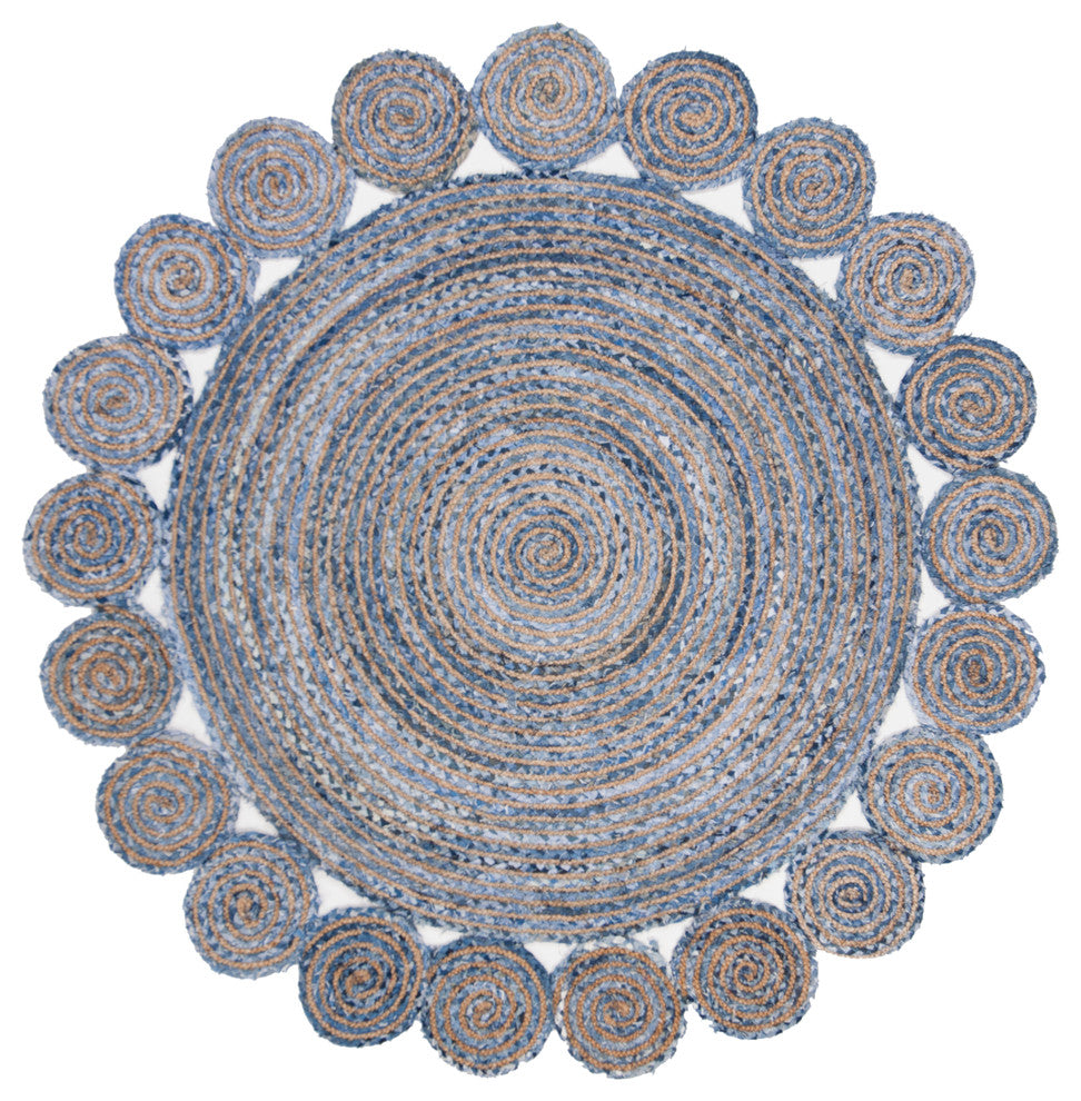 Safavieh Cape Cod Collection CAP211 Rug, Blue/Natural, 5' Round