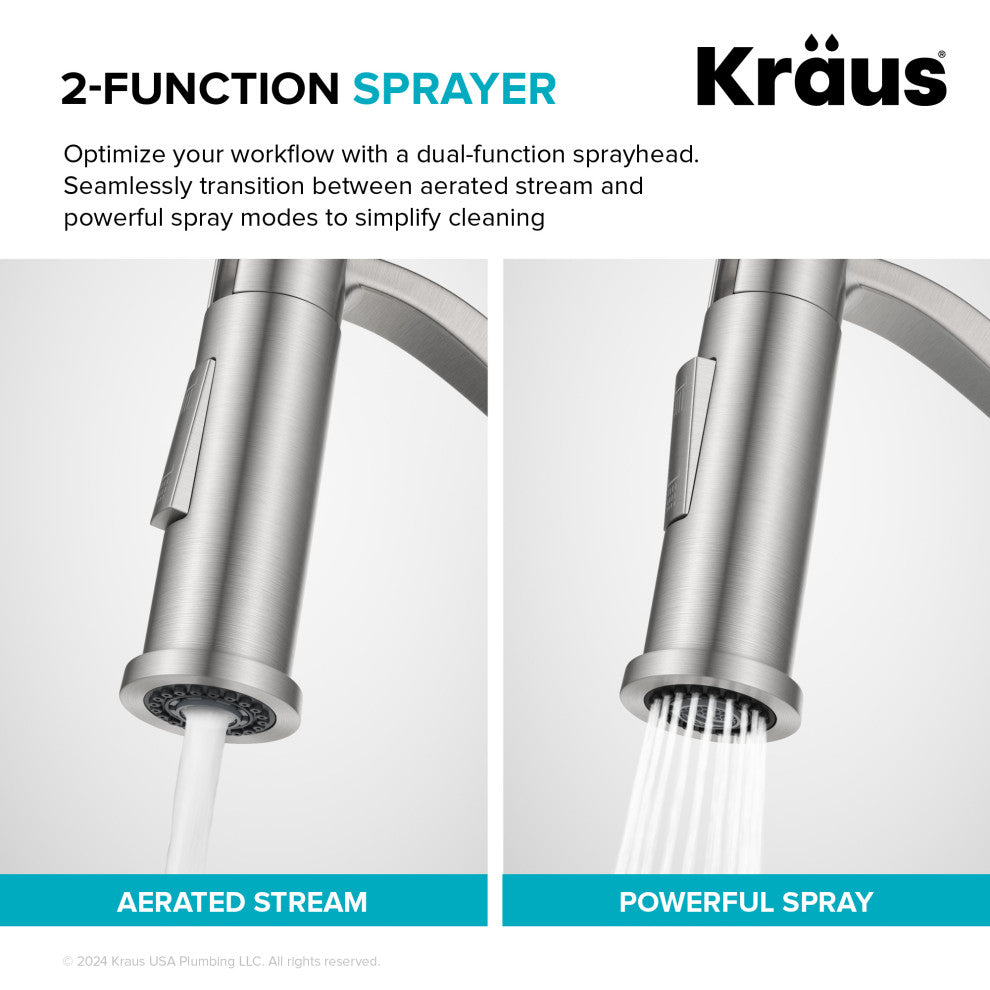 KRAUS Torak Commercial Style 2-Function 1-Handle Pull Down Kitchen Faucet SFS