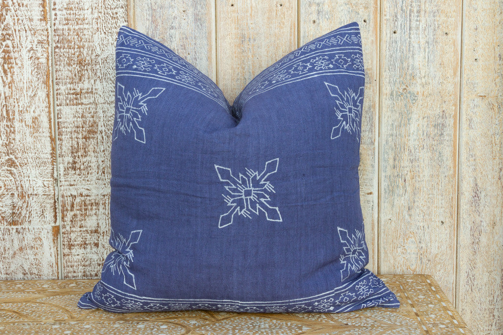 Blue Citlalee Aztec Block Print Pillow