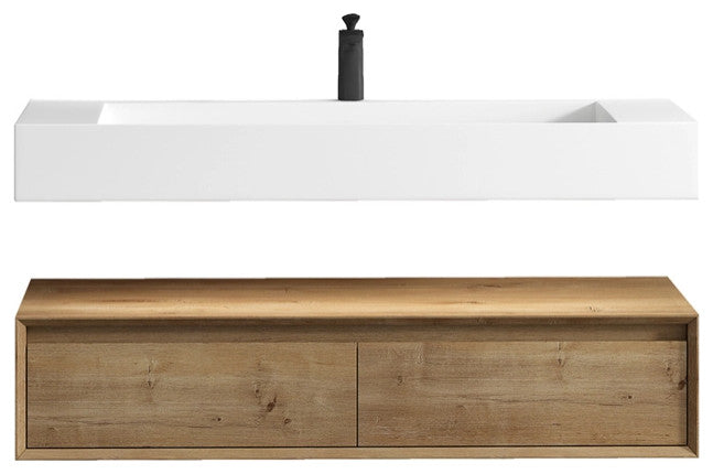 Alysa 60'' Floating Vanity, Acrylic Sink, Single Faucet Hole