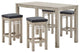 Wiscasset 5 Piece Outdoor Patio Acacia Wood Bar Set Light Gray