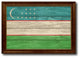 Uzbekistan Country Textured Flag Print With Brown Gold Frame, 15"X21"