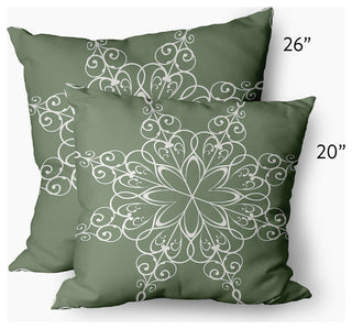 Snowflake Decorative Throw Pillow, Sage Green, 14"x20"